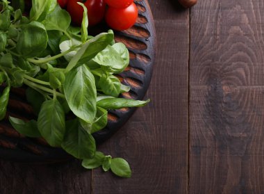 Masada taze organik yeşil fesleğen