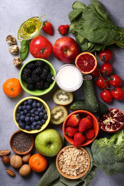 Producten Mix Voor Gezond Eten Fruit Groenten Superfoods — Stockfoto