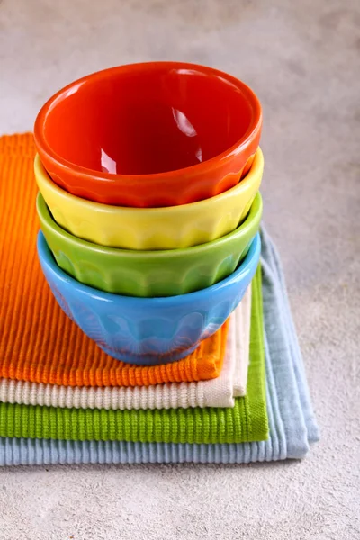 Yemek Için Renkli Çanak Çömlek Peçete — Stok fotoğraf