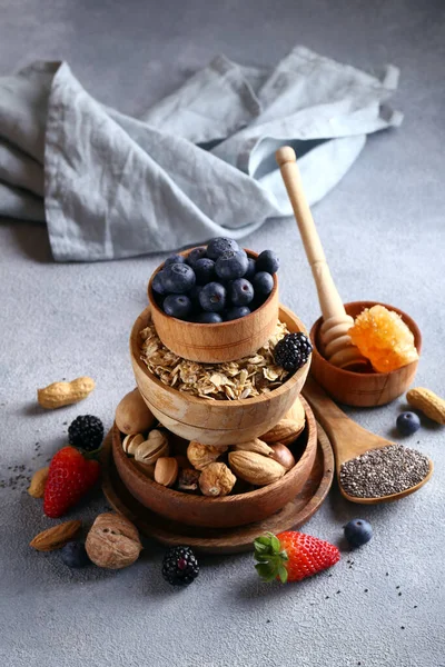 Homemade Granola Berries Nuts Healthy Food — Stock Photo, Image