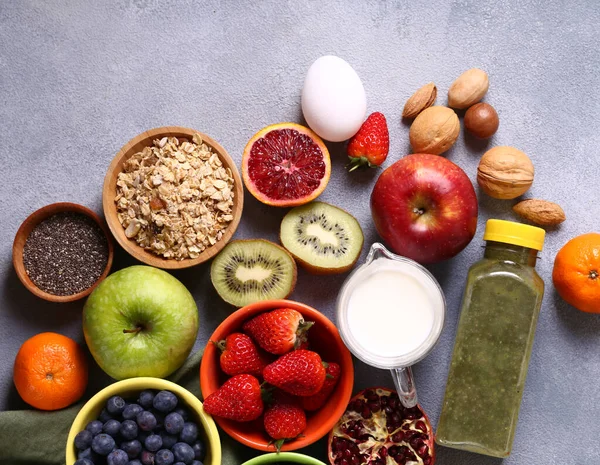 Gesundes Frühstück Smoothie Haferflocken Und Beeren — Stockfoto