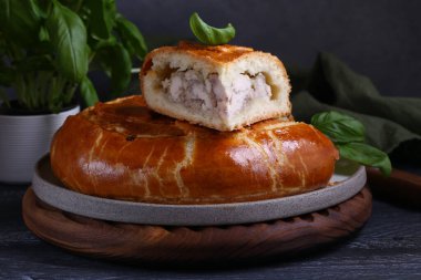 Öğle yemeği için ev yapımı etli turta.