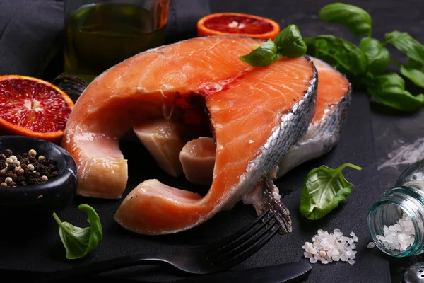 Fresh Raw Red Salmon Fish Healthy Eating — Stock Photo, Image