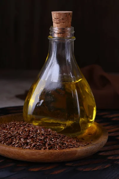 Натуральна Лляна Олія Здорової Їжі — стокове фото