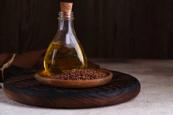 Natural Linseed Oil Healthy Food — Stock Photo, Image