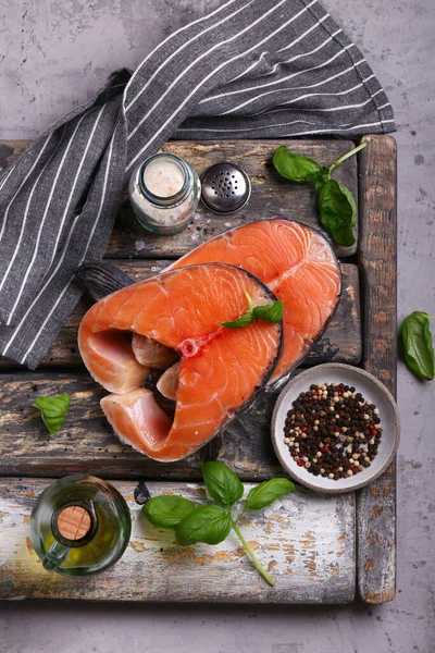 Fresh Raw Red Salmon Fish Healthy Eating — Stock Photo, Image