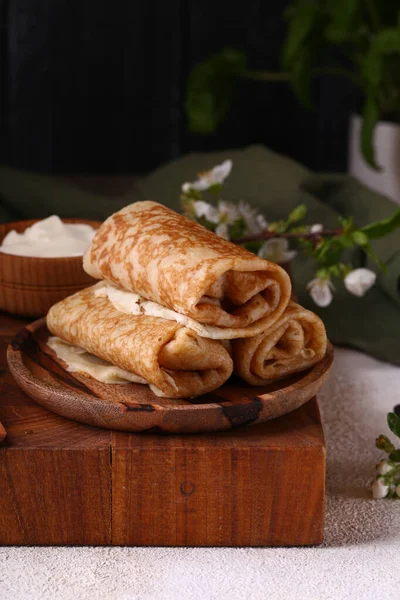 Crêpes Farcies Maison Pour Déjeuner — Photo