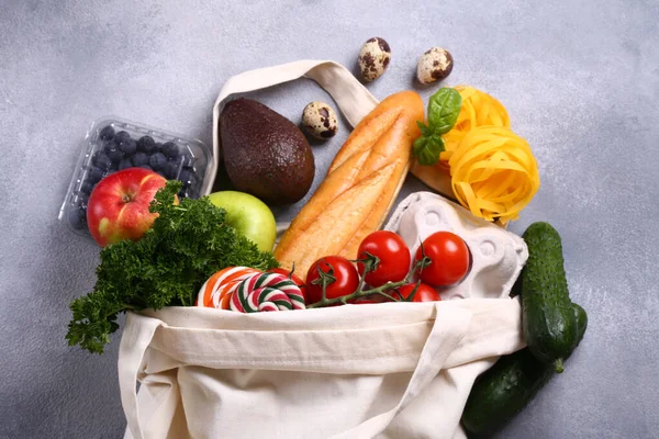 Groenten Fruit Producten Een Boodschappentas — Stockfoto