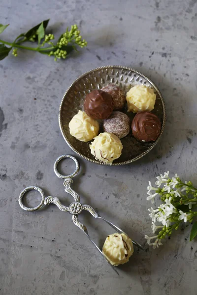 Bonbon Truffe Chocolat Pour Dessert — Photo