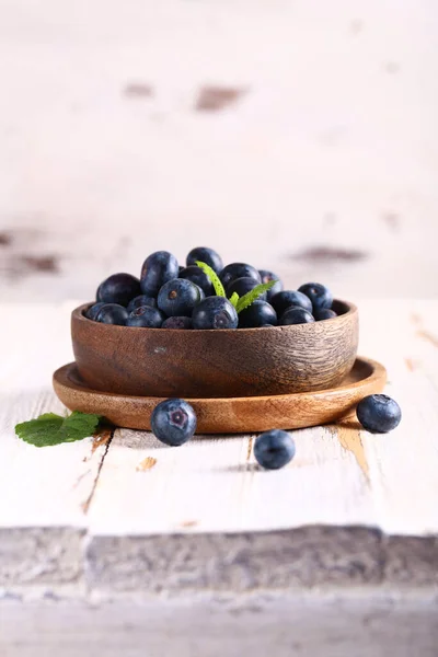 Fresh Organic Berries Blueberries Wooden Table — Stock Photo, Image