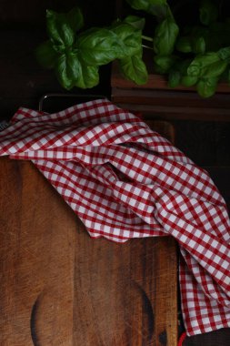 Peçeteli ahşap mutfak arka planı