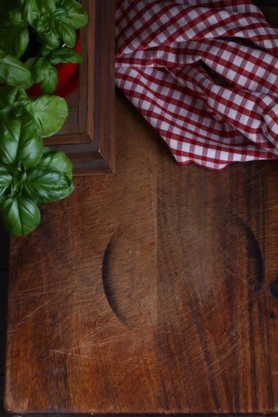 Cozinha Fundo Madeira Com Guardanapo — Fotografia de Stock