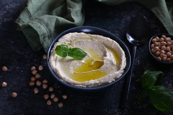 Natuurlijke Traditionele Kikkererwt Hummus Met Tortilla — Stockfoto