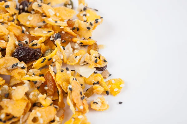 Cornflakes med mandel, honning, sesam og tørrede frugter - Stock-foto