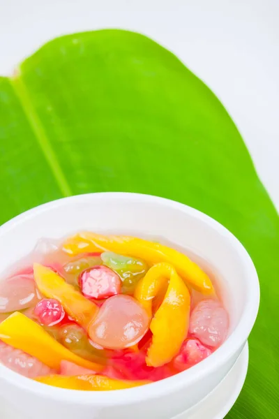 Thai Sobremesa Ruam Mit Farinha Bola Colorida Coco Leite Jaca — Fotografia de Stock