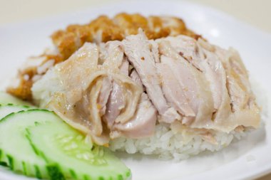 kızarmış tavuk ve pilav ile Buhar tavuk