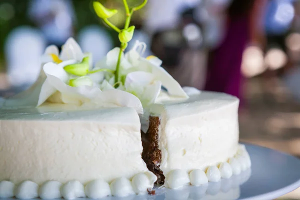 Hochzeit Schneiden Einer Hochzeitstorte Hochzeitstag — Stockfoto