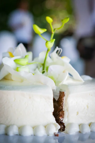 婚礼当天切结婚蛋糕 — 图库照片