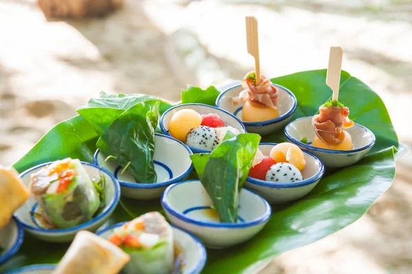 Essen Wurde Für Das Hochzeitsessen Zubereitet — Stockfoto