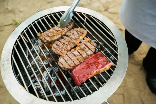 Rosbief Barbecue Gekookt Diner Selectieve Focus — Stockfoto