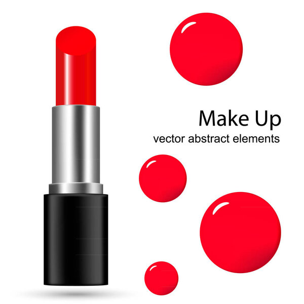  красная помада на белом фоне с абстрактными каплями
