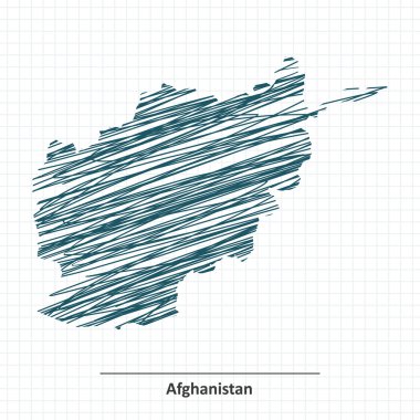 Afganistan harita Doodle kroki