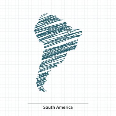 Güney Amerika harita Doodle kroki