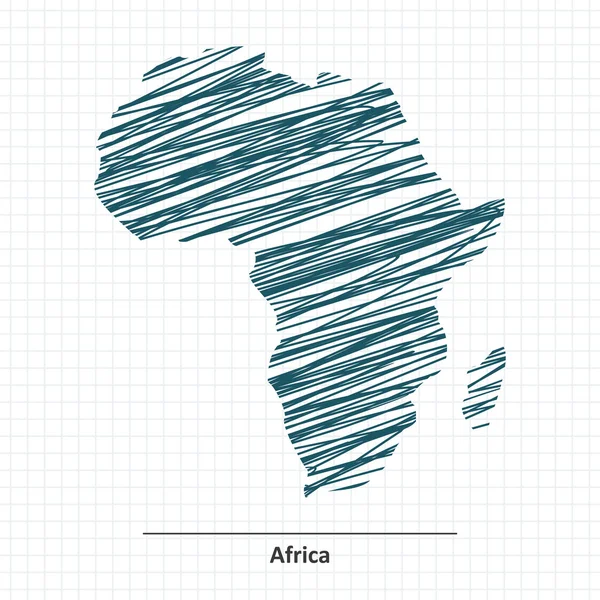 Doodle bosquejo de África mapa — Vector de stock