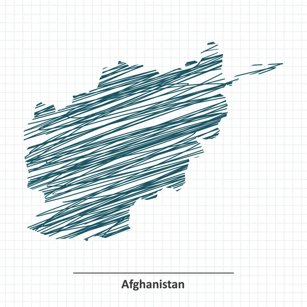 Bosquejo de Doodle de Afganistán mapa — Vector de stock
