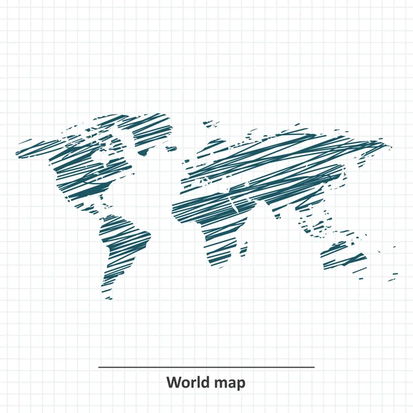 Doodle bosquejo del mapa del mundo — Vector de stock