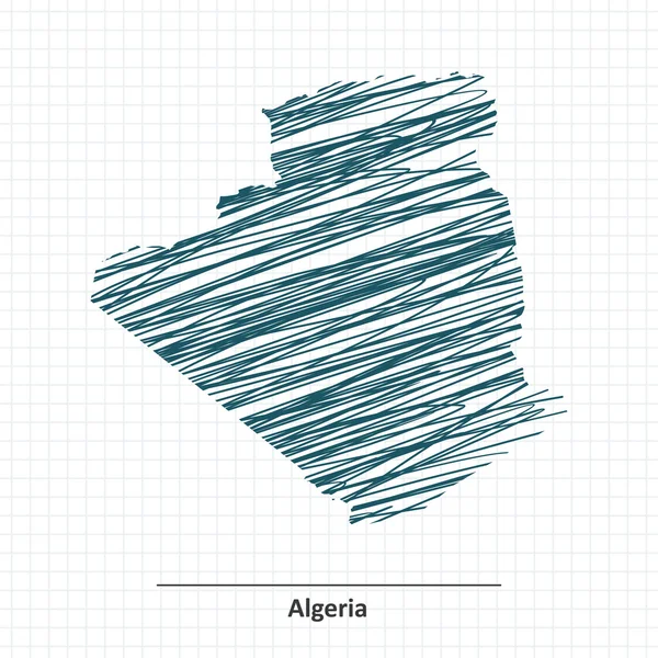 Doodle szkic Mapa Algierii — Wektor stockowy