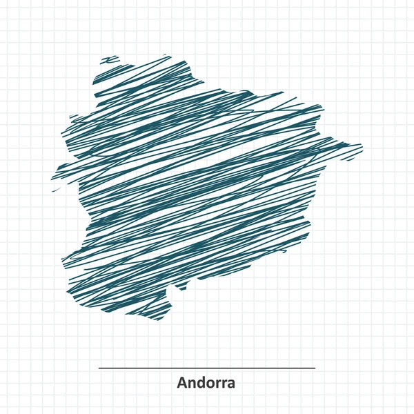 Doodle bosquejo de Andorra mapa — Archivo Imágenes Vectoriales