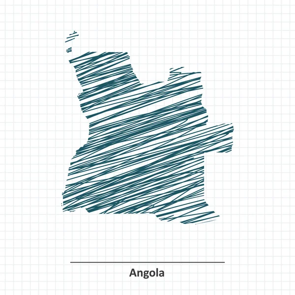 Doodle bosquejo de Angola mapa — Vector de stock