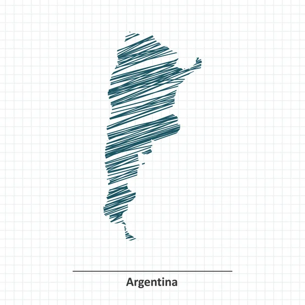 Doodle schets van Argentinië kaart — Stockvector