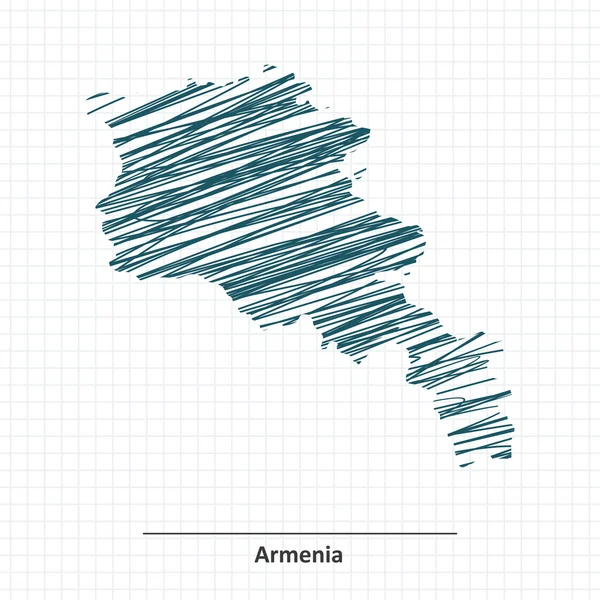 アルメニア地図の落書きスケッチ — ストックベクタ