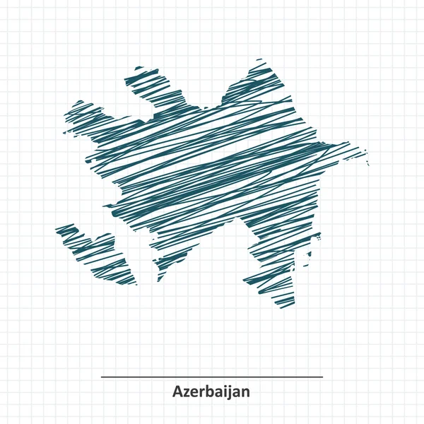 Esboço de doodle do mapa do Azerbaijão — Vetor de Stock