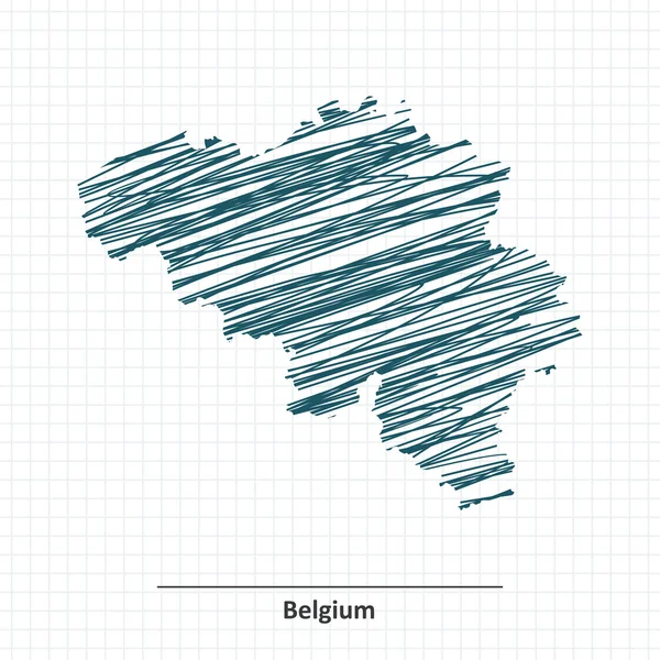 Doodle croquis de la Belgique carte — Image vectorielle