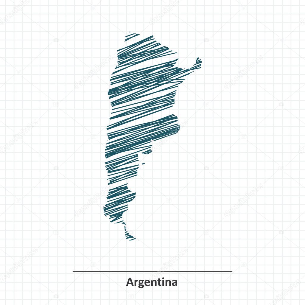Doodle sketch de Argentina mapa — Vector de stock © lajo_2 #125077928