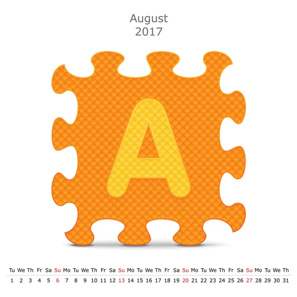 Augusztus 2017 kirakó naptár — Stock Vector