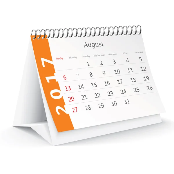 Sierpnia 2017 kalendarza biurko - wektor — Wektor stockowy