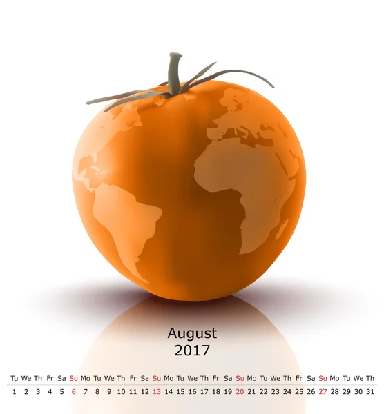 Augusti 2017 tomat kalender — Stock vektor