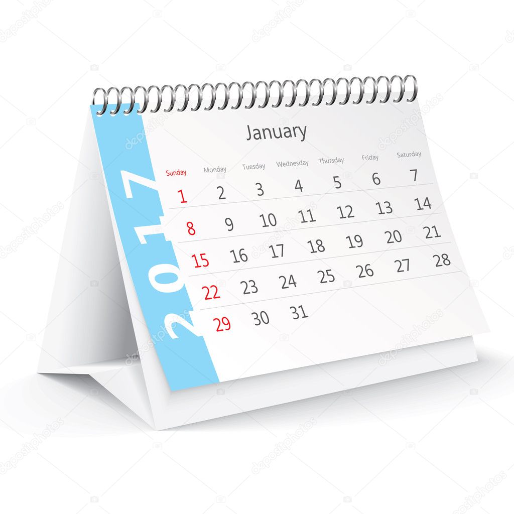 January 2017 desk calendar - vector