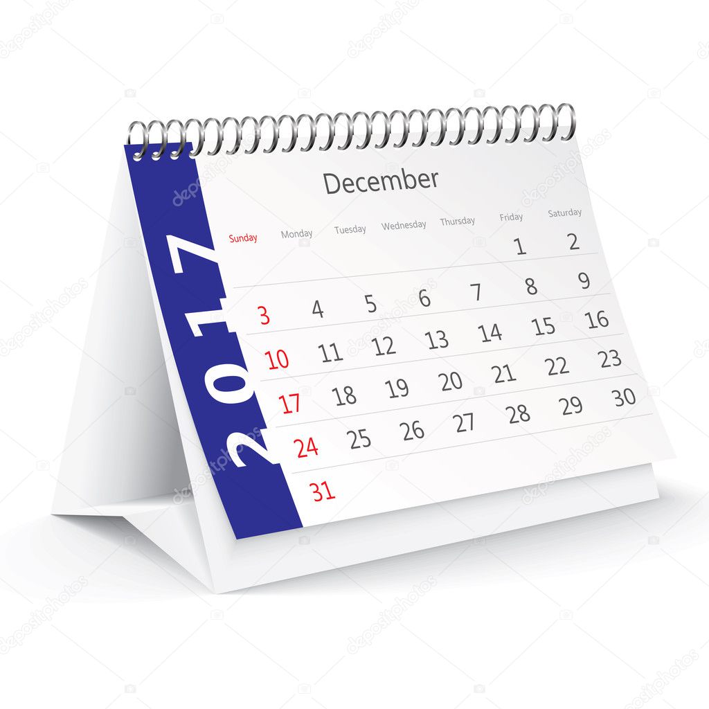 December 2017 desk calendar - vector