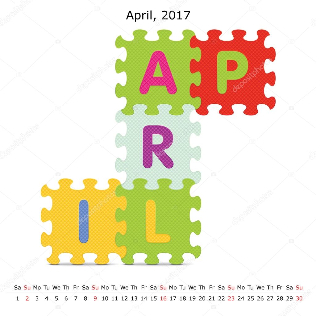 2017年 4 月パズル カレンダー ストックベクター C Lajo 2 125466714