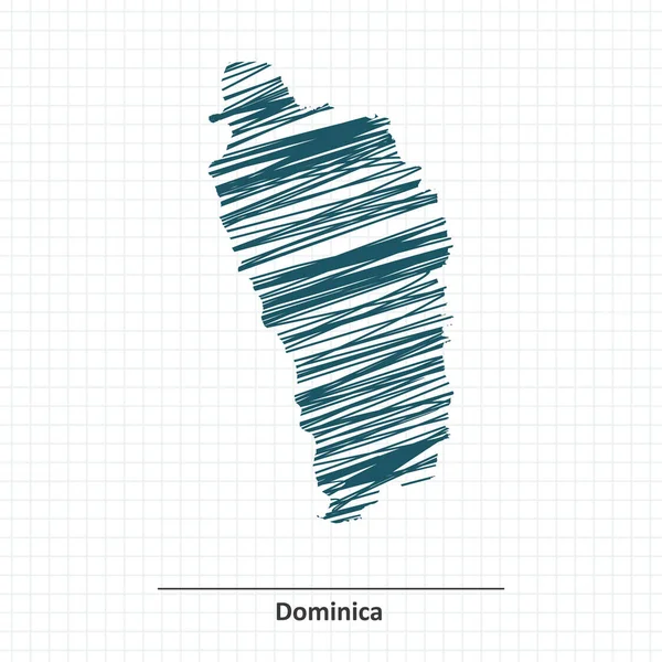 Скетч карты Доминики с лапшой — стоковый вектор