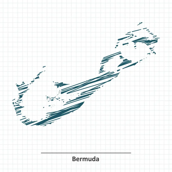Doodle esboço do mapa das Bermudas — Vetor de Stock