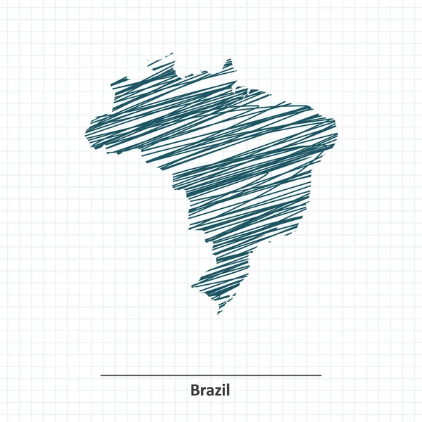 Mapa do Doodle no Brasil —  Vetores de Stock