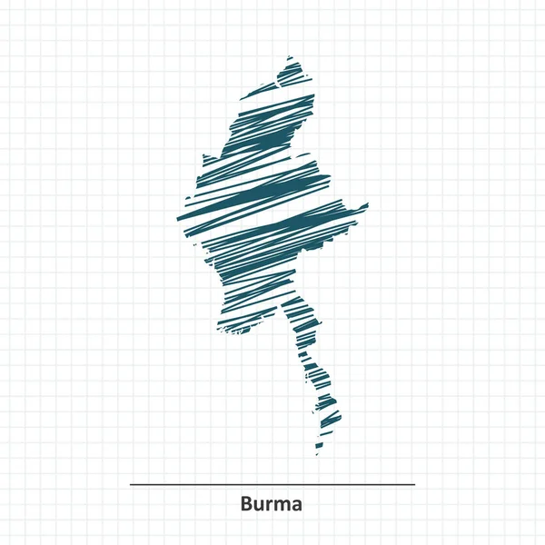 Скетч Бирмы с лапшой — стоковый вектор