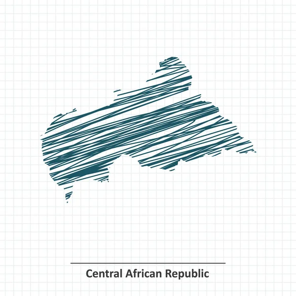 Doodle bosquejo de República Centroafricana mapa — Vector de stock