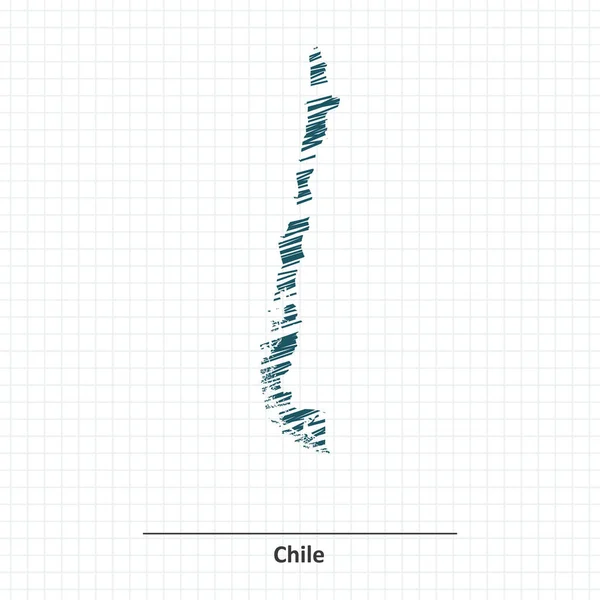 Doodle szkic mapy Chile — Wektor stockowy